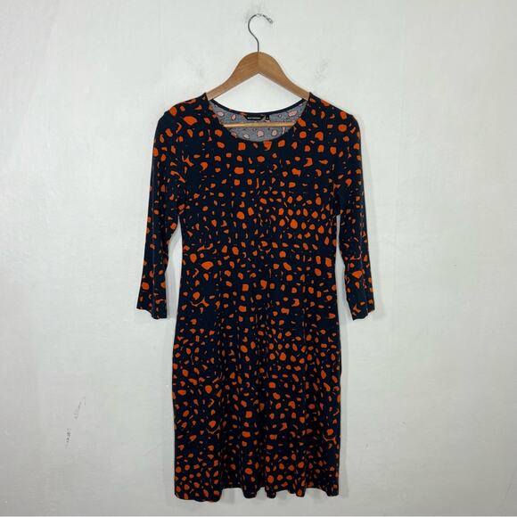 Marimekko Aretta Vatanuotta Mini Dress Navy Blue Orange Size XS - Picture 1 of 14